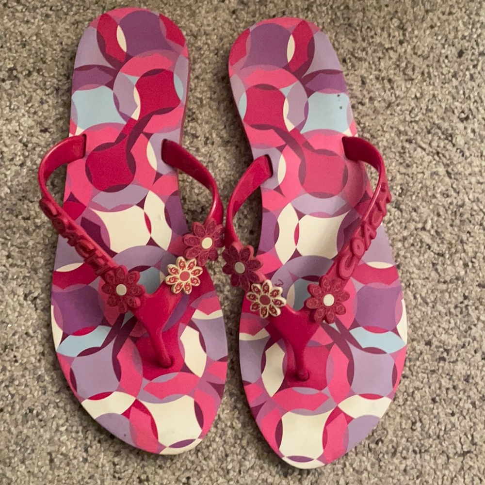 Pink coach sandals